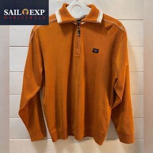 SAIL EXP — Orange Wool Blend Half-Zip Sweater size 50